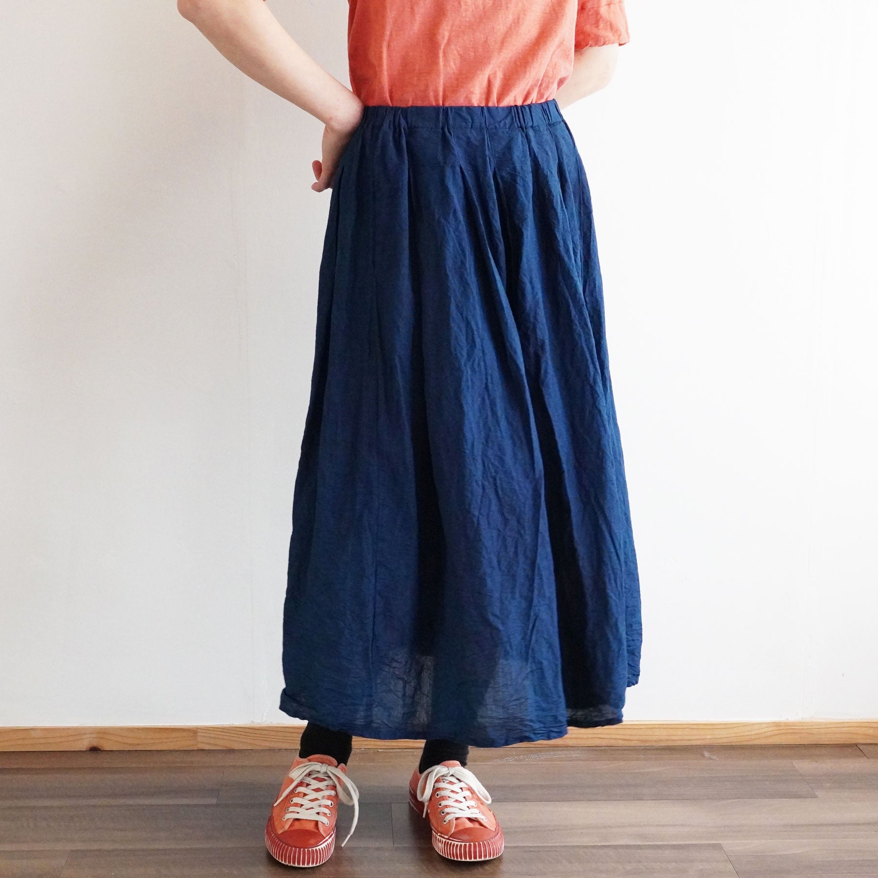 Cotton Linen Paper Yarn Skirt Natural Dye Studio tezomeya Kyoto