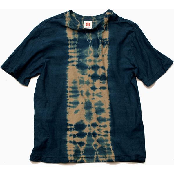 Shibori Tie-Dyed Loop Wheel Organic Cotton T-shirt Short slv “Zebra Stripe”