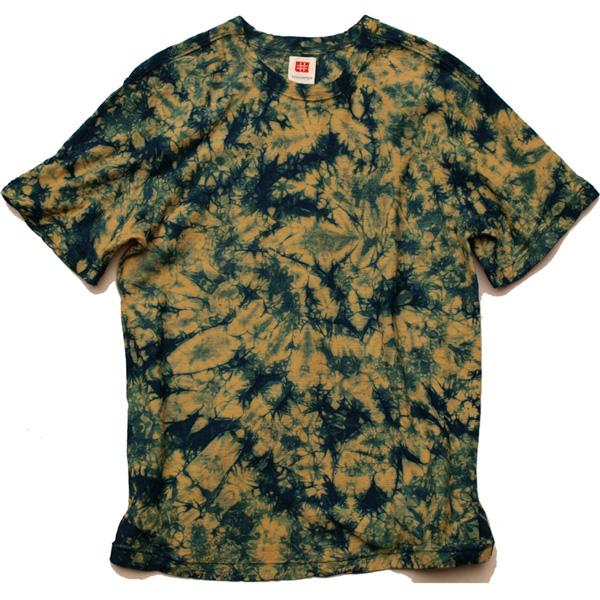 Shibori Tie-Dyed Loop Wheel Organic Cotton T-shirt Short slv “Scattered Leaves”