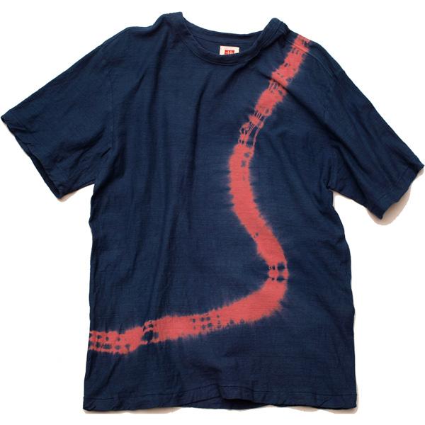 Shibori Tie-Dyed Loop Wheel Organic Cotton T-shirt Short slv “Meandering”